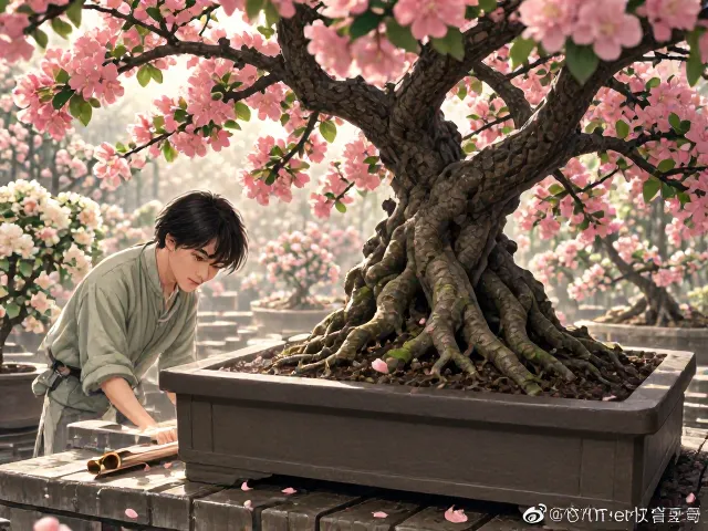 海棠盆景夏季遮阴技巧,配富含有机质土壤,度夏无忧爆花