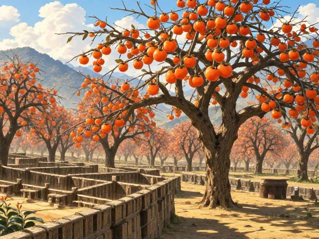 柿子树四季有景,阳光充足下的丰收美景与养护指南