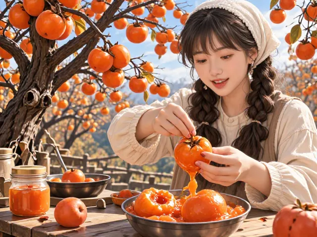 柿子树丰收喜悦,自制柿子果酱教程,留住秋日甜蜜滋味