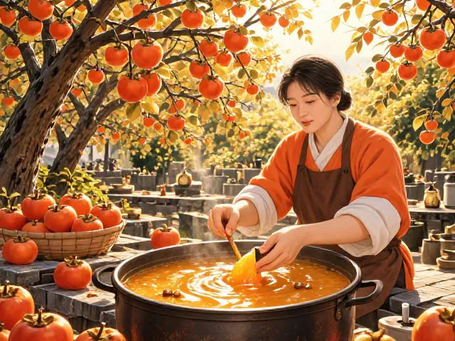 金玉满堂柿子树果酱制作,秋日丰收与甜蜜馈赠的完美融合