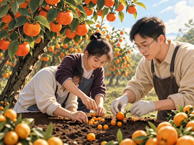 柿子树和金桔喜微酸性土壤,如何调节酸碱度促高产?