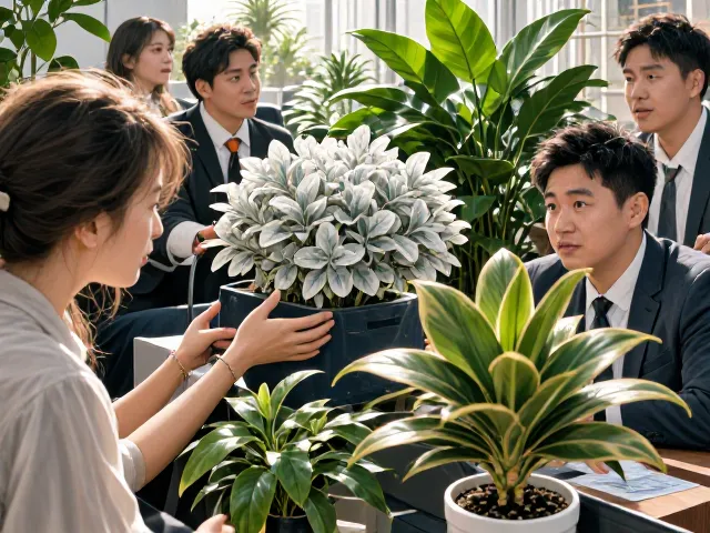 办公室绿植推荐，银皇后与斑叶橡皮树，净化空气又耐阴