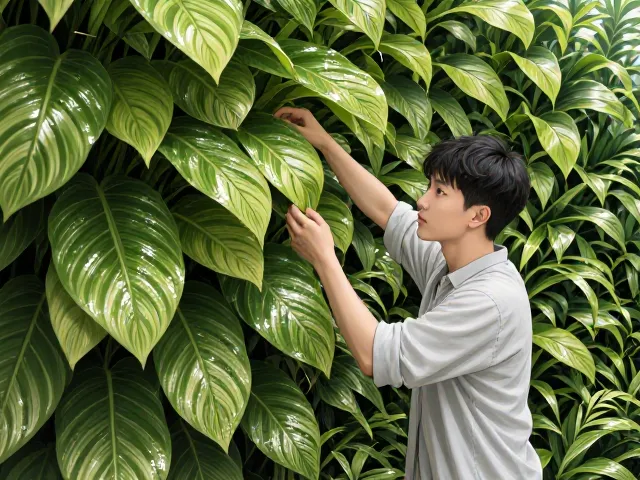 彩叶竹芋垂直绿化，保持叶面清洁技巧，打造高颜值室内绿植景观