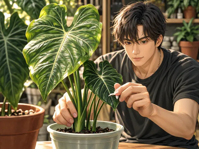 白鹤芋叶片宽大定期转盆,养出油绿大叶片的秘诀