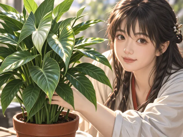 白鹤芋定期转盆，叶面更有光泽！养护秘籍大公开