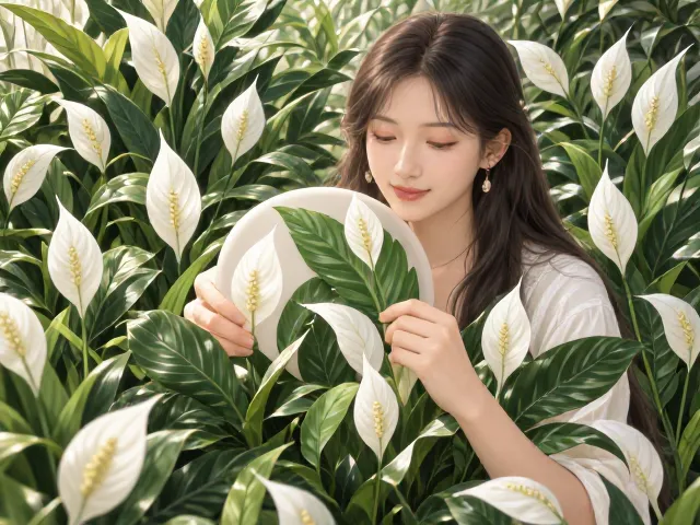 白鹤芋现代自然风养护,氮肥为主促叶茂,打造清新家居绿意