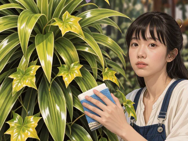 吊兰常春藤定期擦拭灰尘,叶片油亮不黄叶,净化空气更省心