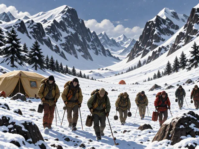 山地科考实录，雪线营地运输中的野外深度探索与生存挑战