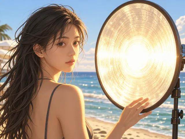 夏日海边人像怎么拍?反光板补光技巧,成片参考,光影绝美!