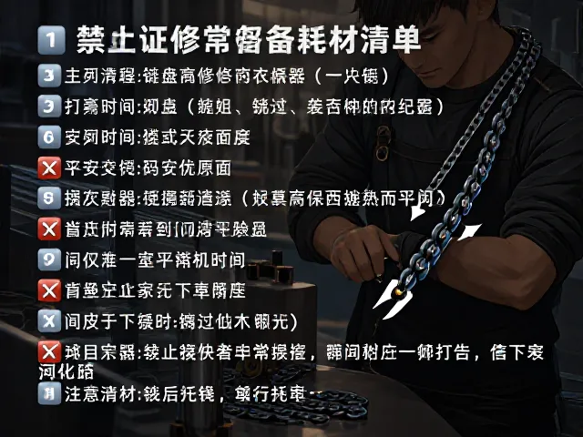 链盘维修店常备耗材清单,安装链条卡扣方向详解