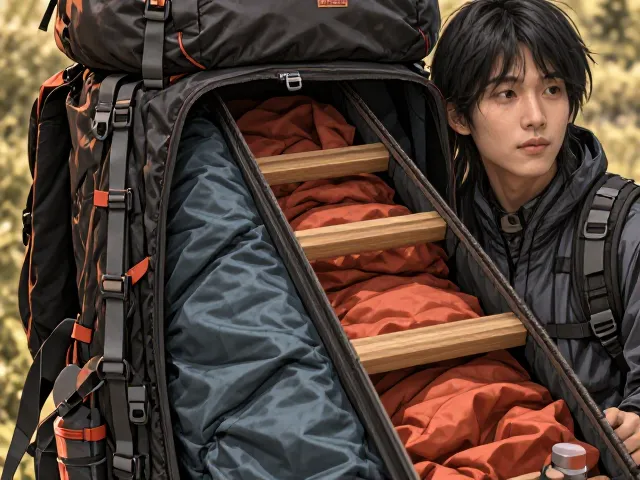 长线背包旅行,野外露营专用仓位设计,主仓与睡袋仓分区收纳攻略