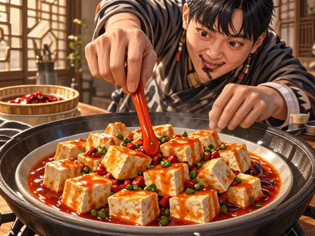 调配鱼香汁与炒制底料