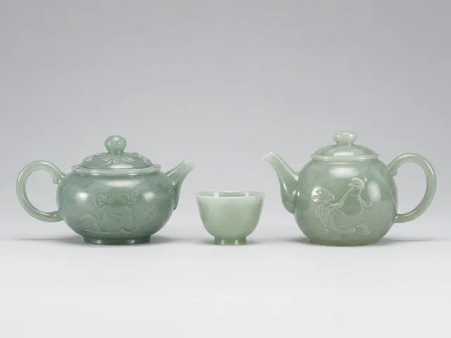 辽宁岫岩与广东四会玉石茶具对比，打造禅茶空间美学