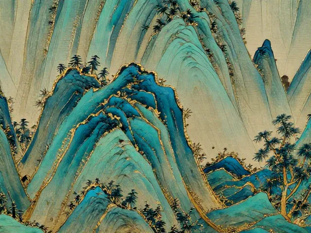 堆漆工艺打造青绿山水色，金彩点缀提升艺术质感