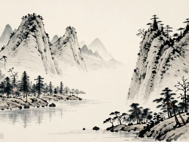 写意山水刺绣纹样,水墨稿临摹中的寄情山水之美