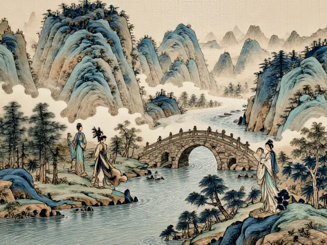 溪山行旅意境融入山水刺绣礼服,精研远近层次设计
