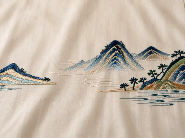 山水刺绣汉服纹样养护,真丝绣线清洗整烫全攻略