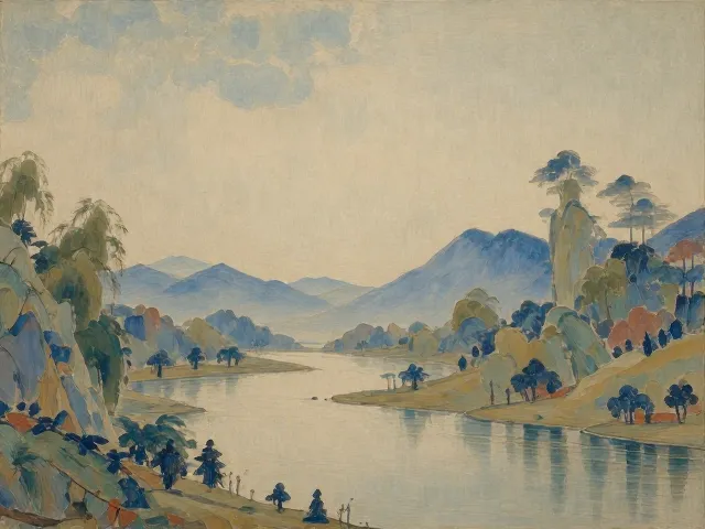 平安吉祥复古油画风风景抽象画,寓意美好高清壁纸