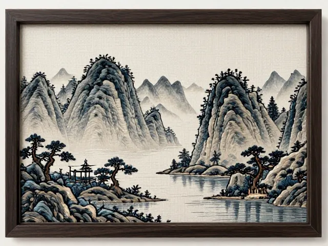 寄情山水，定制山水刺绣文创摆件，打造东方美学雅致空间