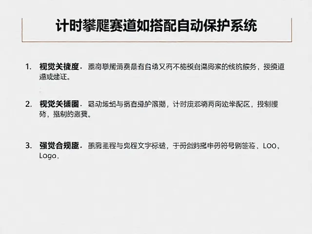 计时攀爬赛道如何搭配计时系统与自动保护系统？安全高效指南