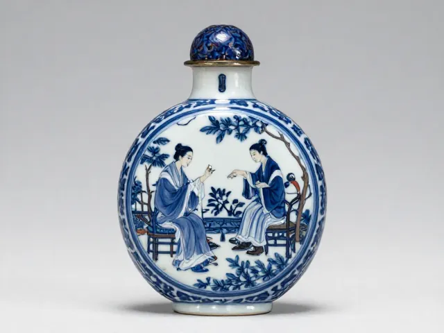 乾隆官窑青蓝外画鼻烟壶,繁缛华贵却繁而不乱的艺术极境