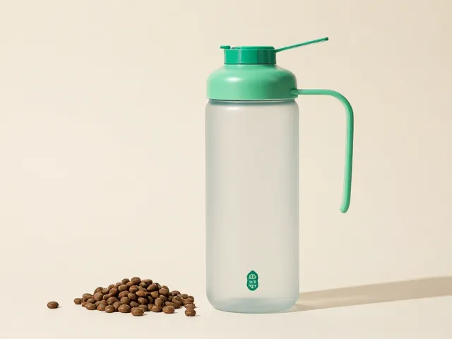 环保ABS塑料便携水壶搭配专用猫粮,养猫出行更省心