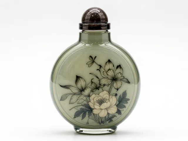 玻璃熔制内画鼻烟壶,茶叶末釉薄胎透光,赏非遗本色基底之美
