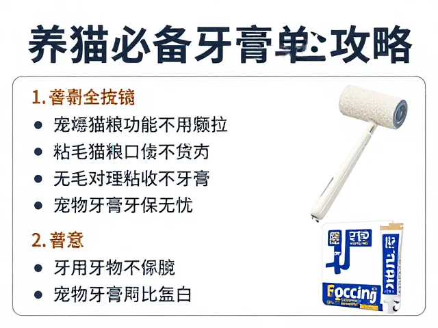 养猫必备清单,专用猫粮,粘毛滚筒,宠物牙刷牙膏全攻略