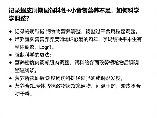 记录蜕皮周期，饲料过小食物营养不足，如何科学调整？