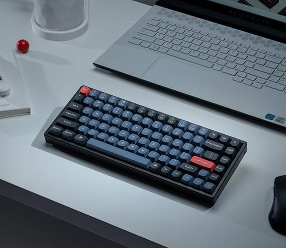 Home office setup with keyboard and monitor