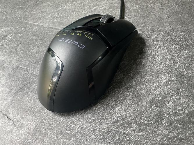 Gaming mouse in action with performance metrics