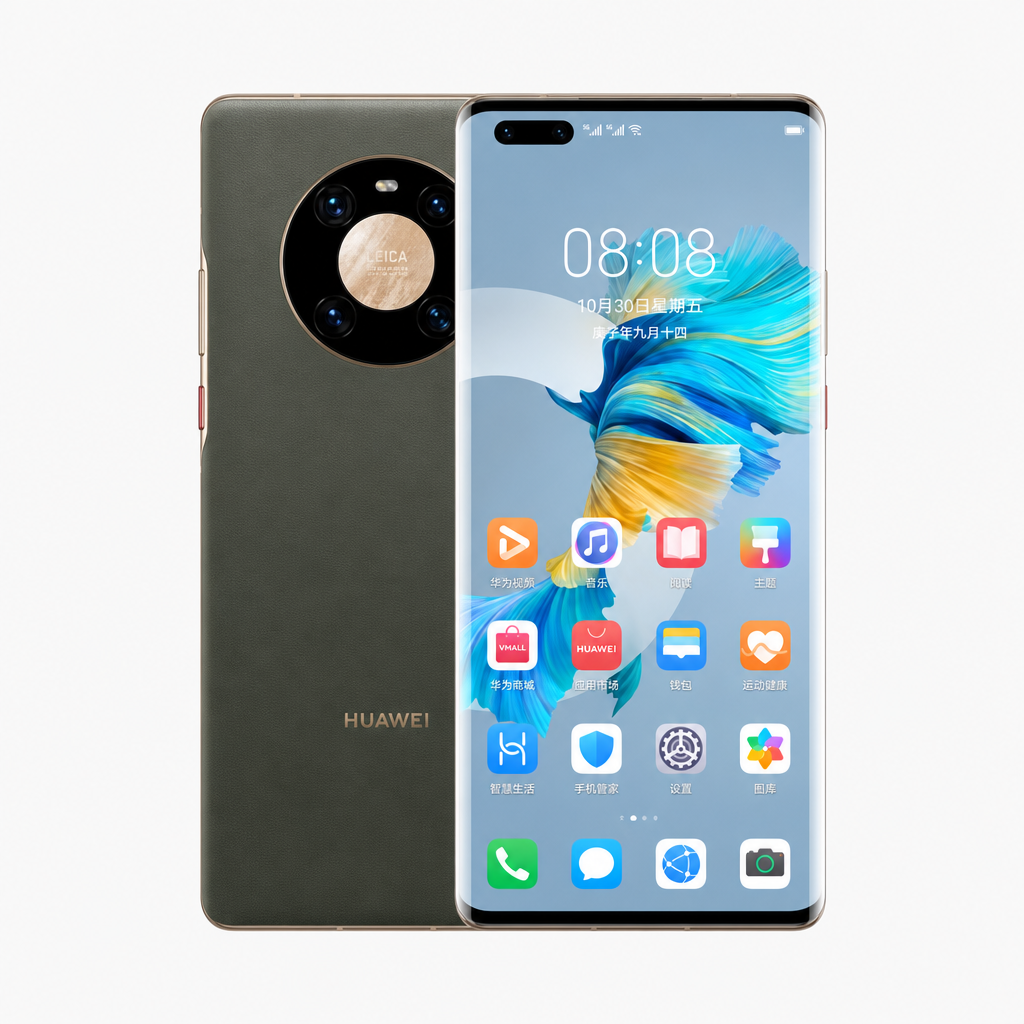 华为Mate40 Pro（8GB/512GB/全网通/4G版/素皮版）麒麟9000，88°超曲环幕屏，66W快充，50W无线快充，IP68级防水防尘，3D人脸识别