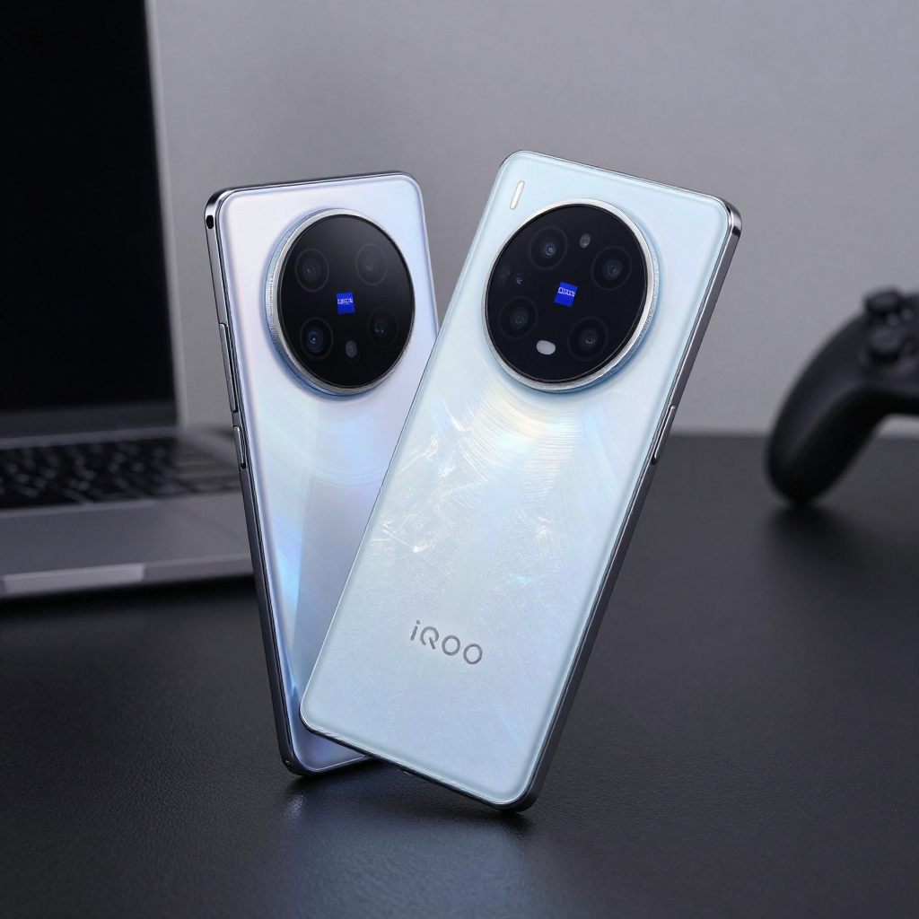 iQOO Z8手机展示，突出屏幕和机身设计