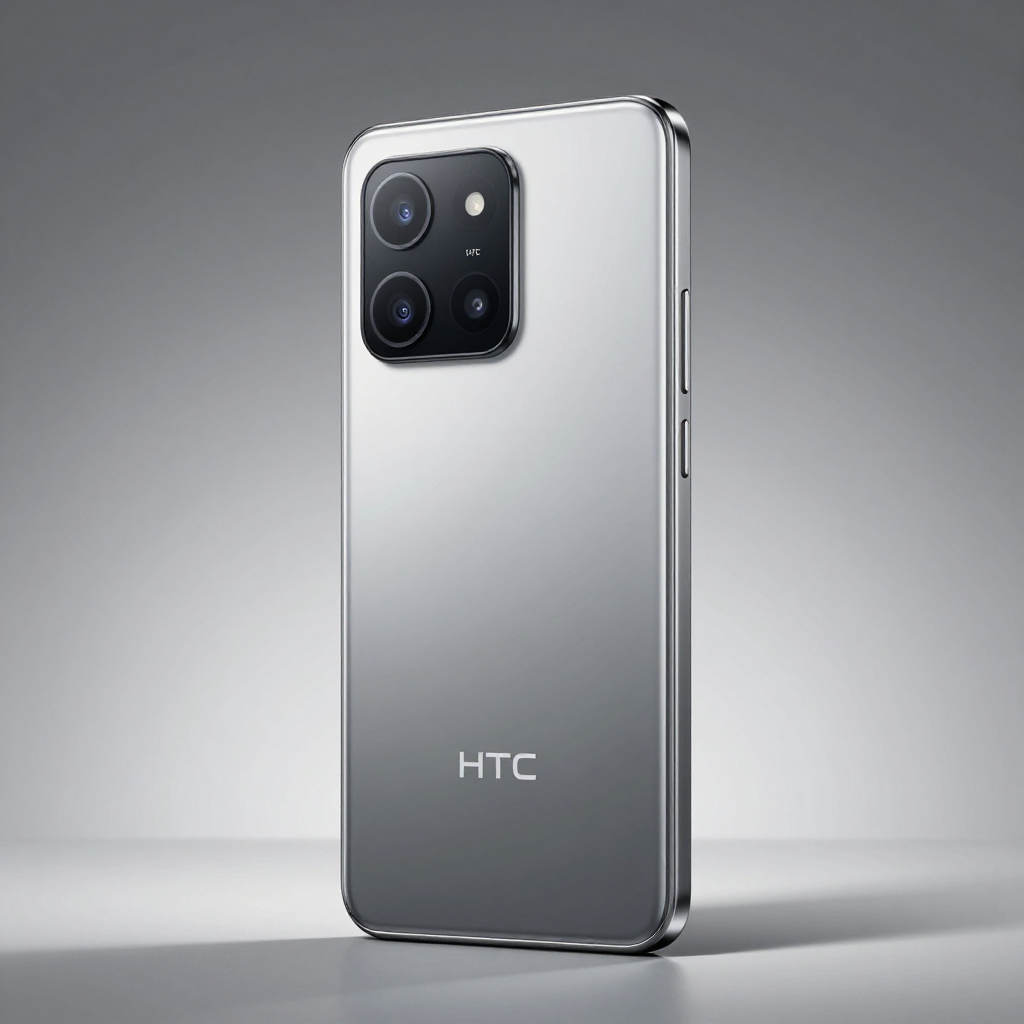 HTC手机背部设计与摄像头模组特写，展示其简约美学