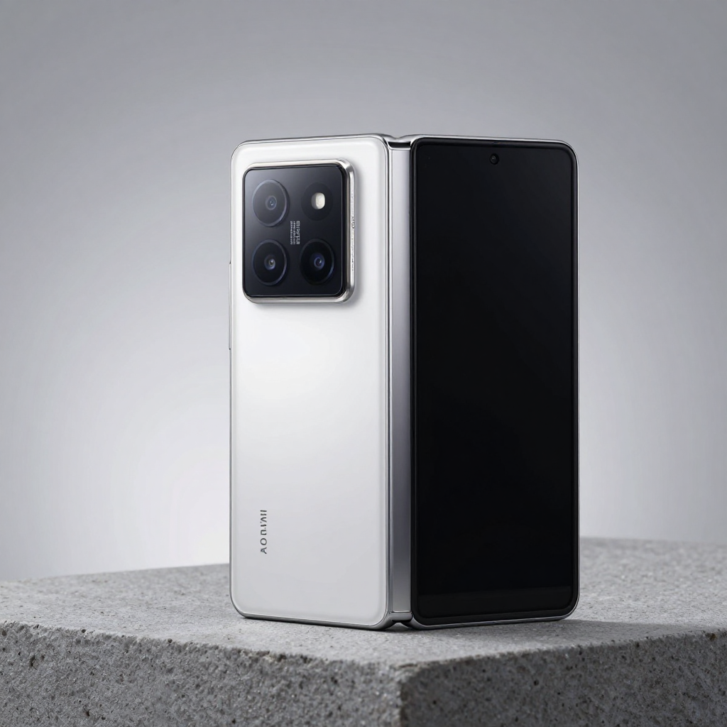 Redmi折叠屏手机展开与折叠状态对比图，展示轻薄机身