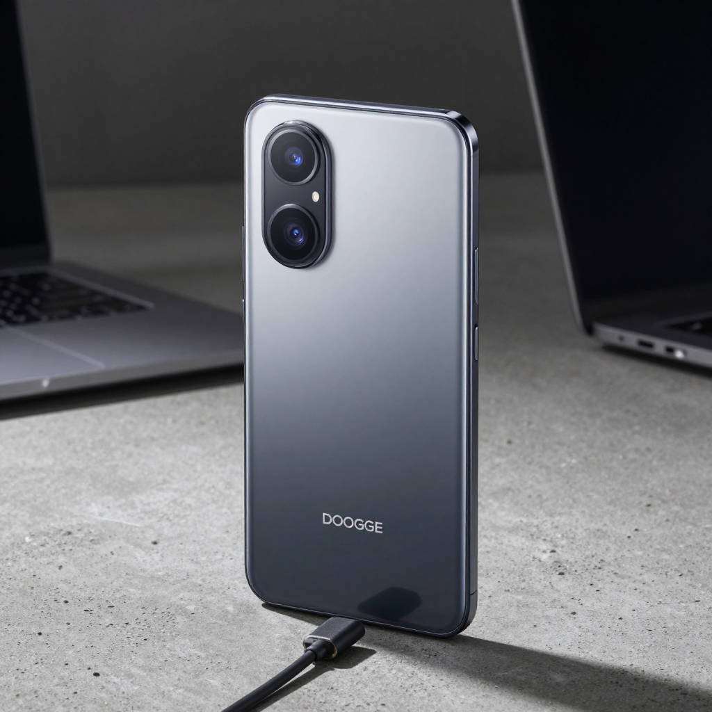 DOOGEE V800 手机外观展示，突出其坚固机身和大电池设计