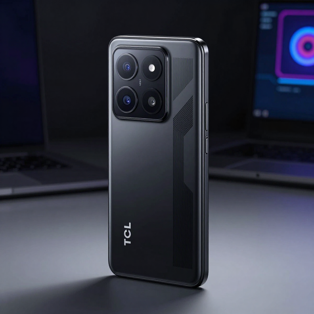 TCL 50 Ultra 游戏场景展示，屏幕显示王者荣耀界面，背景为暗色调电竞风