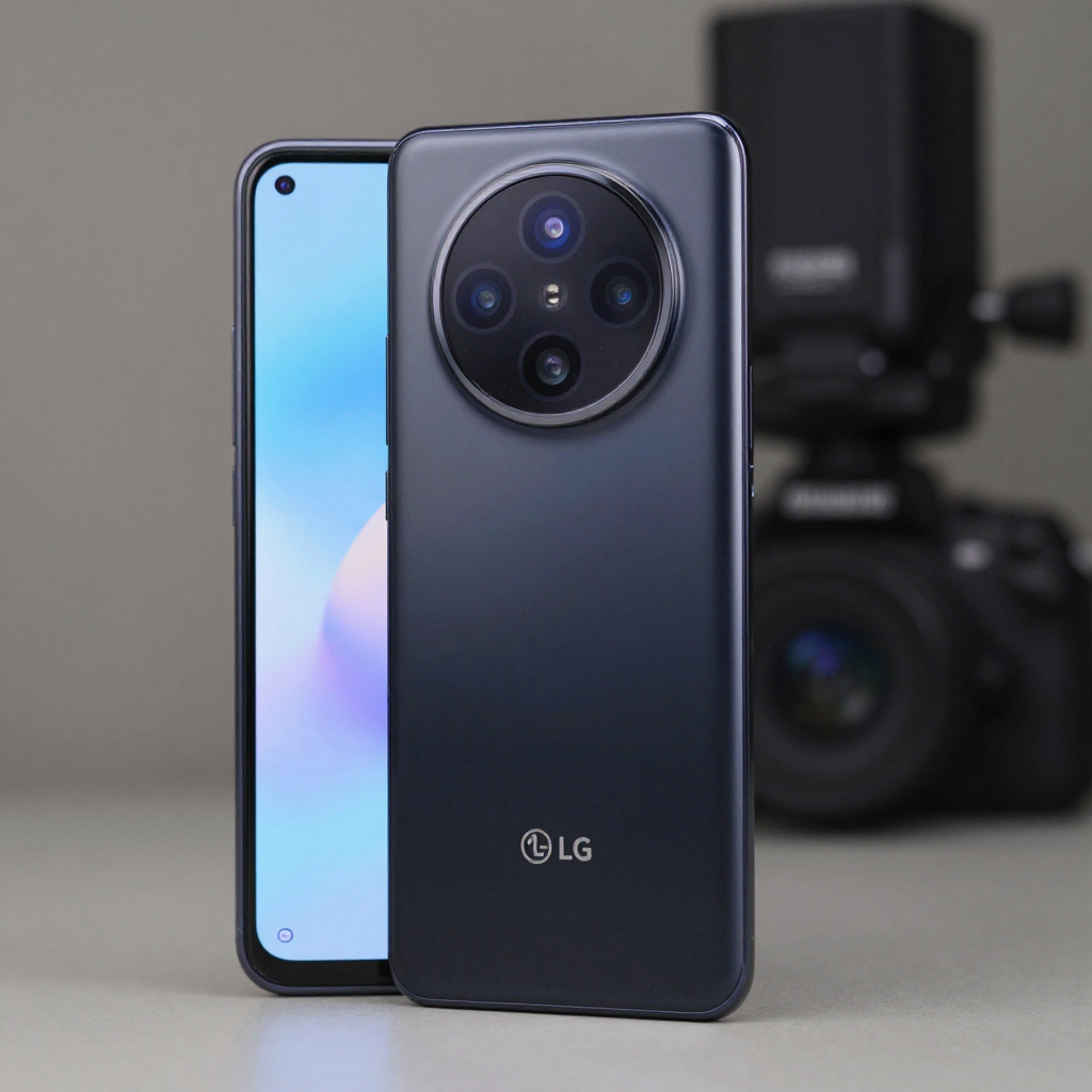LG G8和G9旗舰机型对比图，展示屏幕和摄像头设计