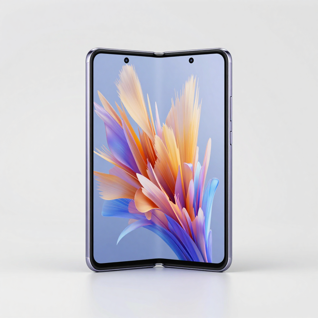 中兴Axon 50 Pro折叠屏屏幕折痕细节与铰链结构展示