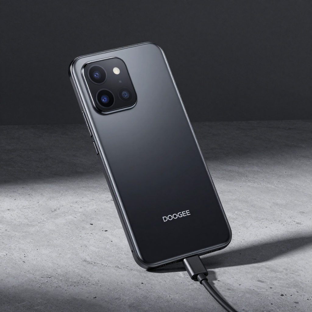 DOOGEE V87手机外观展示，突出其厚重机身和电池标识