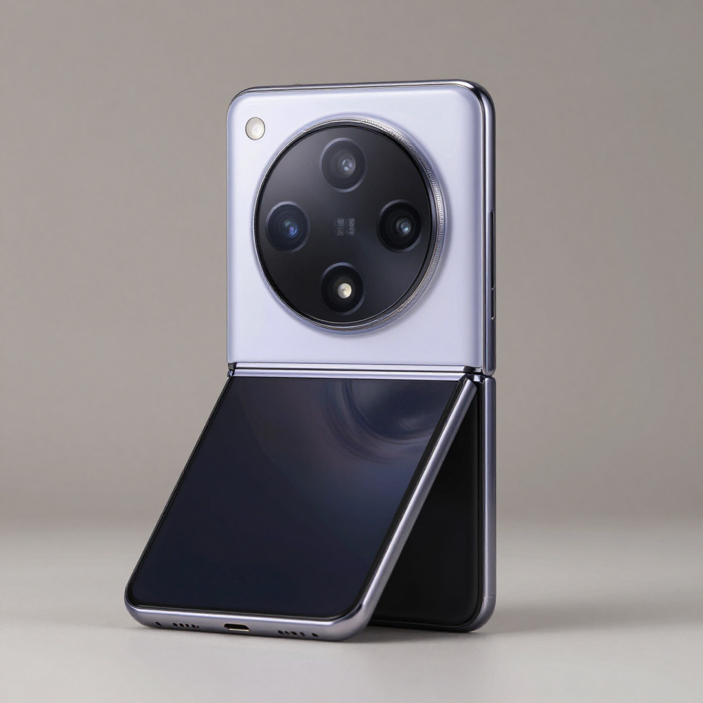 OPPO Find N3 Flip 展开态与折叠态展示，突出精致外观和影像模组