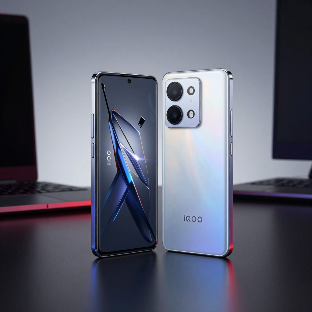 Redmi K70 与 iQOO Neo 9 系列外观对比图，展示直屏设计与机身线条
