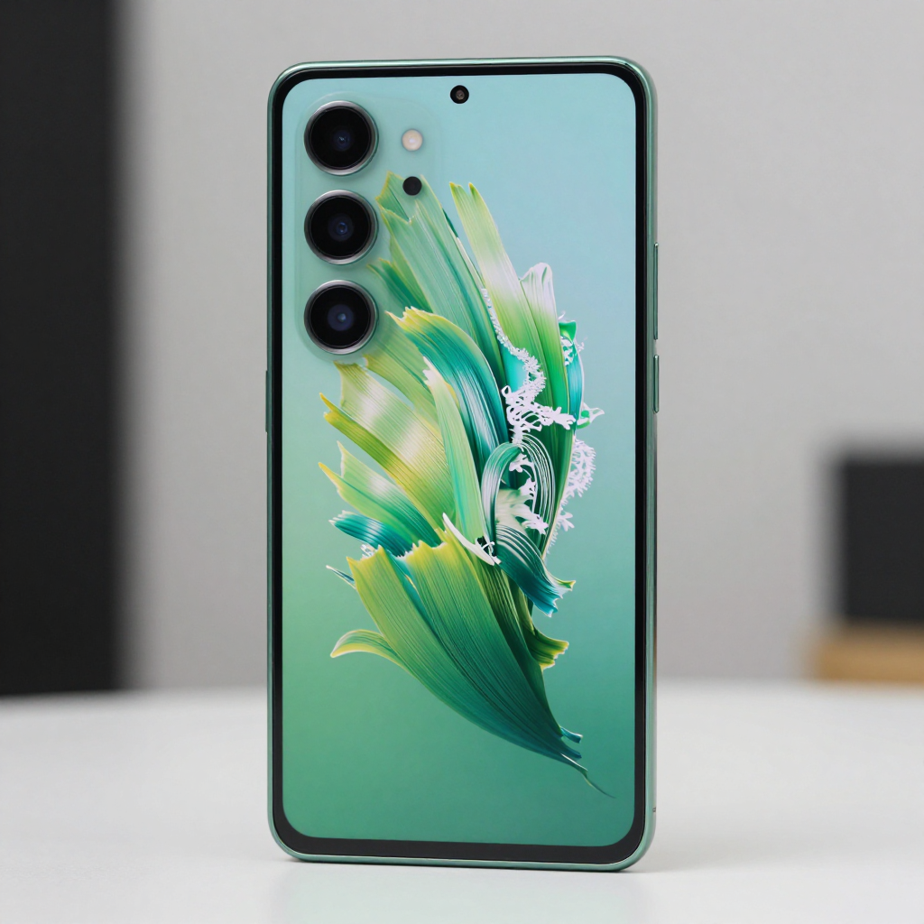 Samsung Galaxy A55 5G手机特写，展示其精致边框和摄像头模组细节
