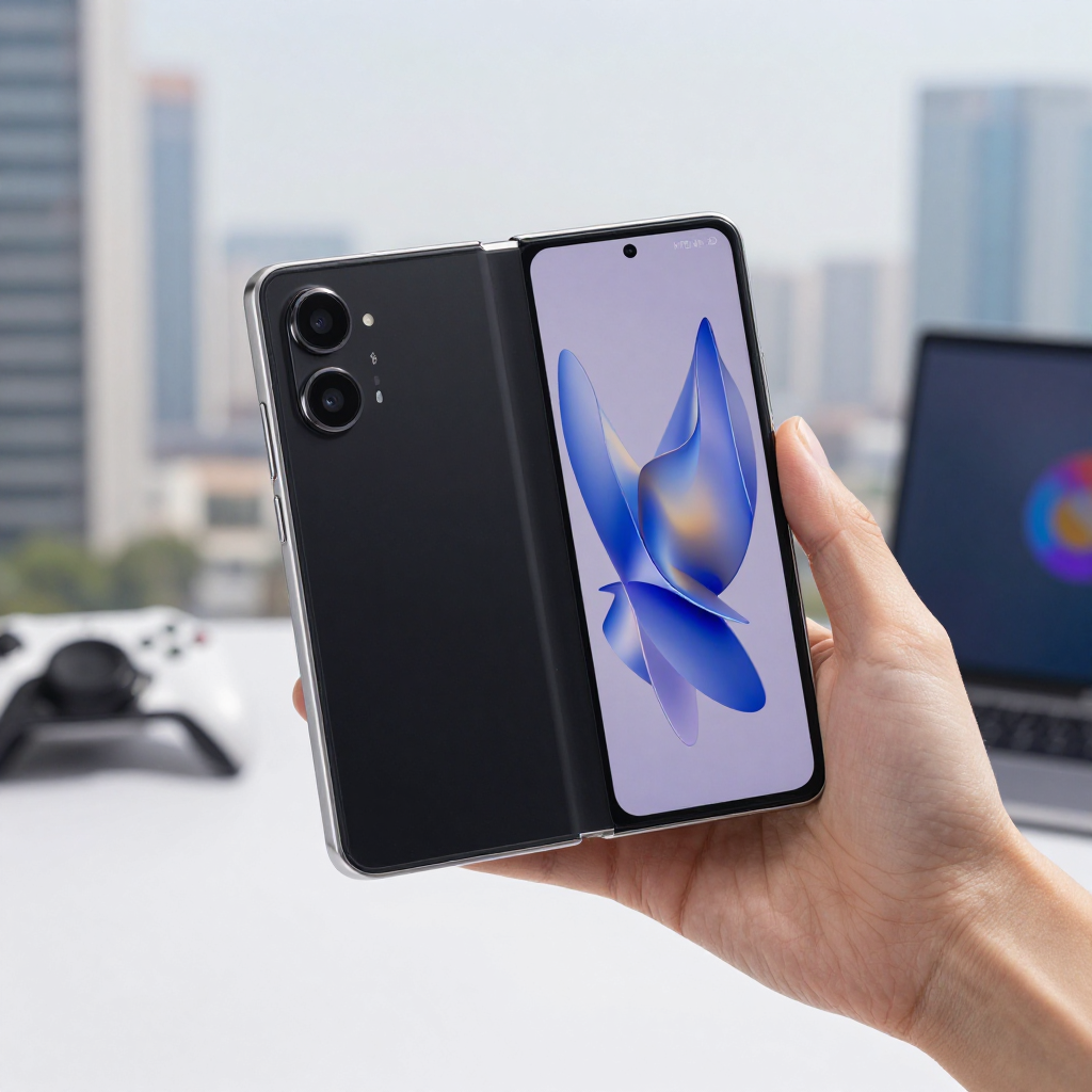 HTC Fold Pro与HTC Fold Air对比图，展示屏幕开合状态