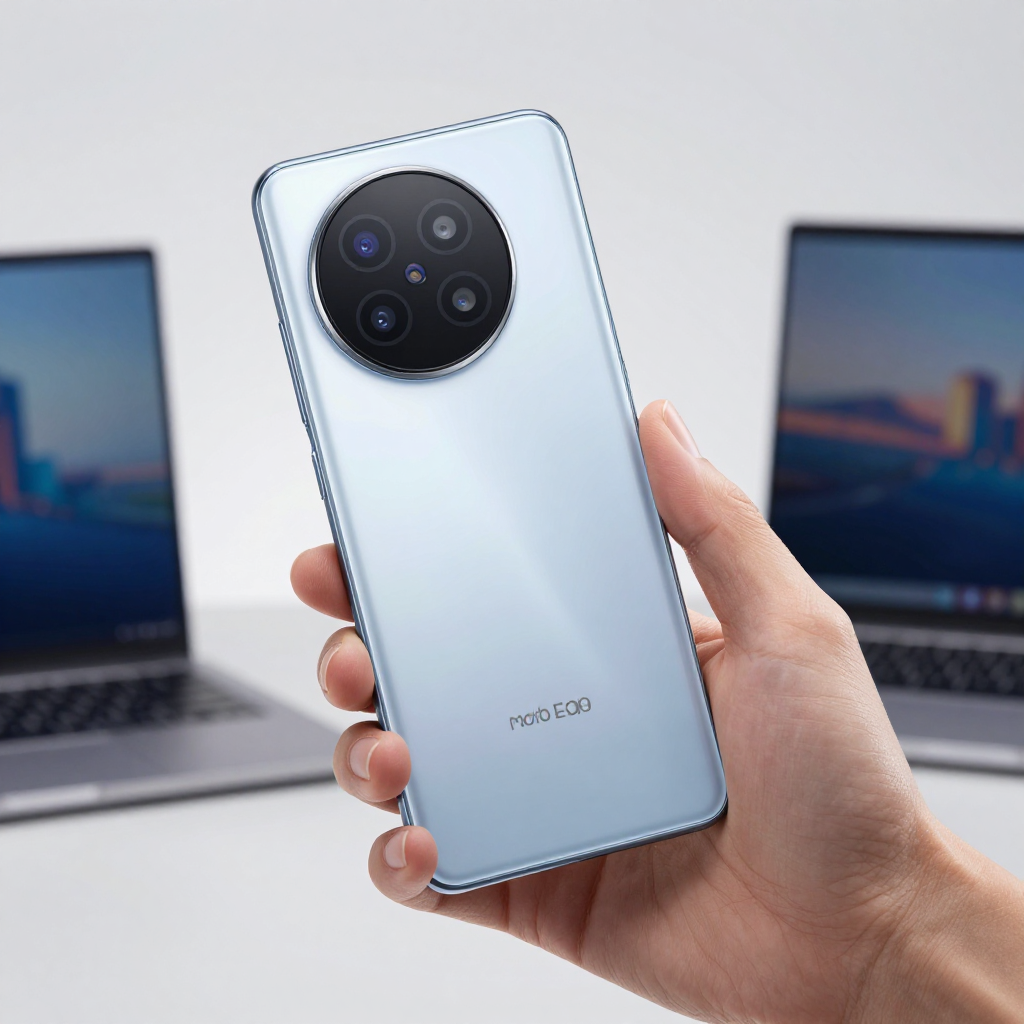 Moto手机与竞品屏幕边框对比图，展示极窄边框优势