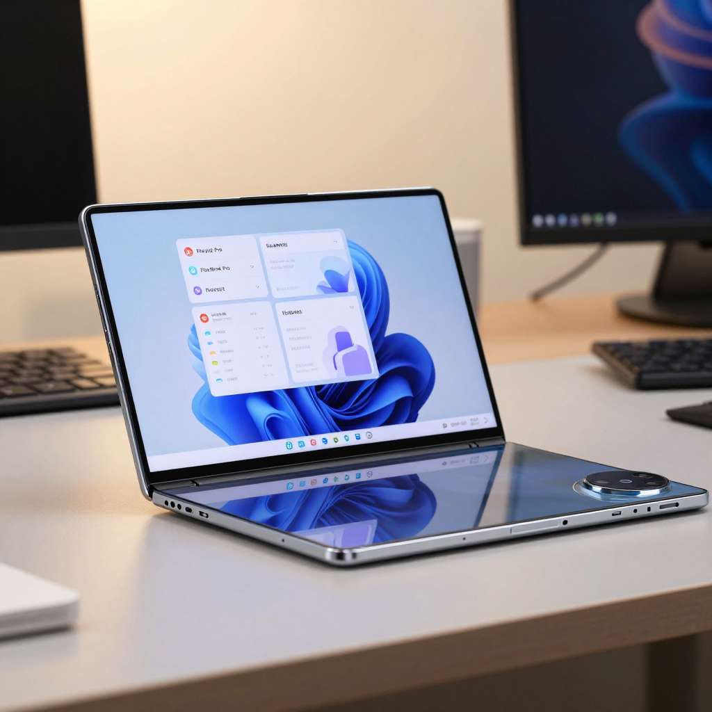 柔宇FlexBook Pro折叠屏手机展开与折叠状态对比