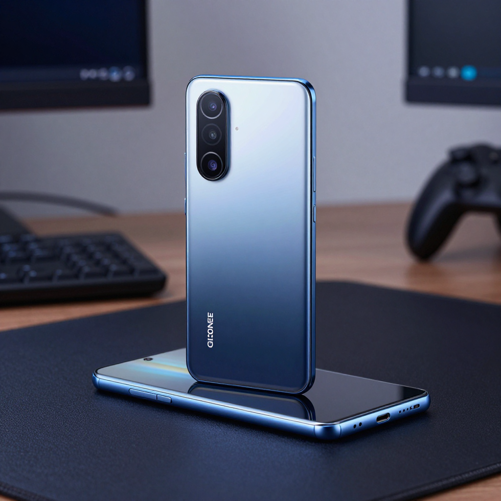金立 V20 Pro 游戏场景展示，屏幕显示高帧率游戏画面，机身侧面可见RGB灯效