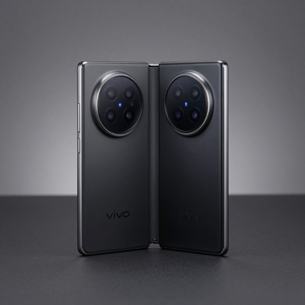 vivo X Fold3折叠屏手机展开与折叠状态对比展示，突出轻薄机身和屏幕平整度