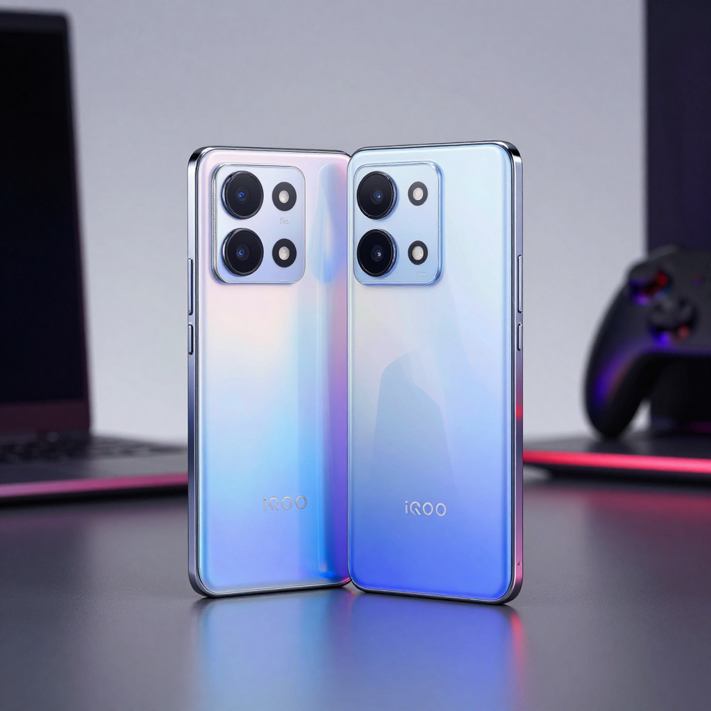 Redmi K70与iQOO Neo 9 Pro外观对比展示，突出屏幕与机身设计细节