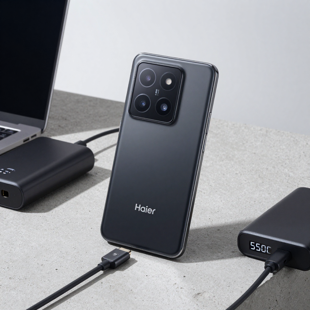海尔 X10 Pro 手机外观展示,突出简约设计和大电池标识
